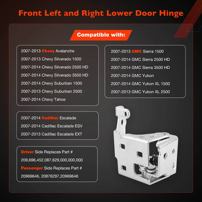 Lower Door Hinge Driver ＆ Passenger Side For 2007-14 Chevy Silverado GMC Sierra