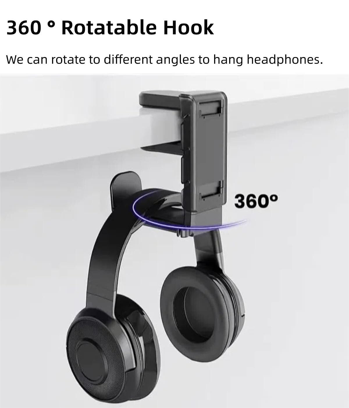 3-in-1 PC Gaming Headphone Headset Earphone Stand Hook Hanger Holder Under Desk