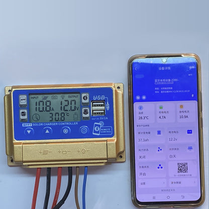 40A MPPT APP Solar Charge Controller Charger Fits 12V-60V LiFePO4 Battery Blue