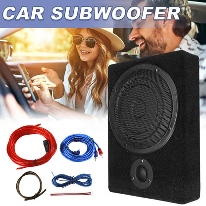8" Car Subwoofer Under-Seat 800W Amplifier Speaker Audio Sub Woofer Slim Box