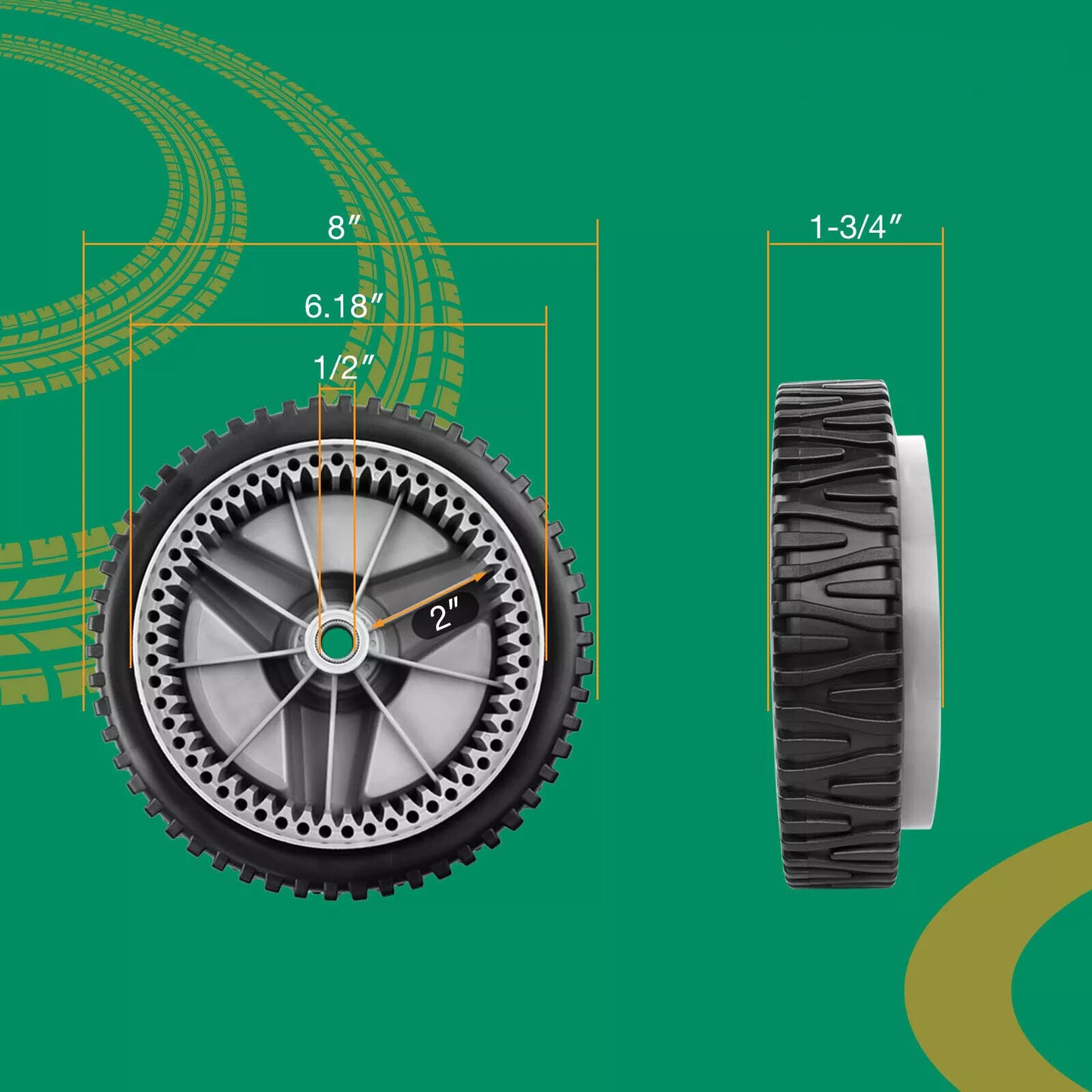 8" Lawn Mower Front Drive Wheel Set For Husqvarna 5521 CHV XT722FE 532401274