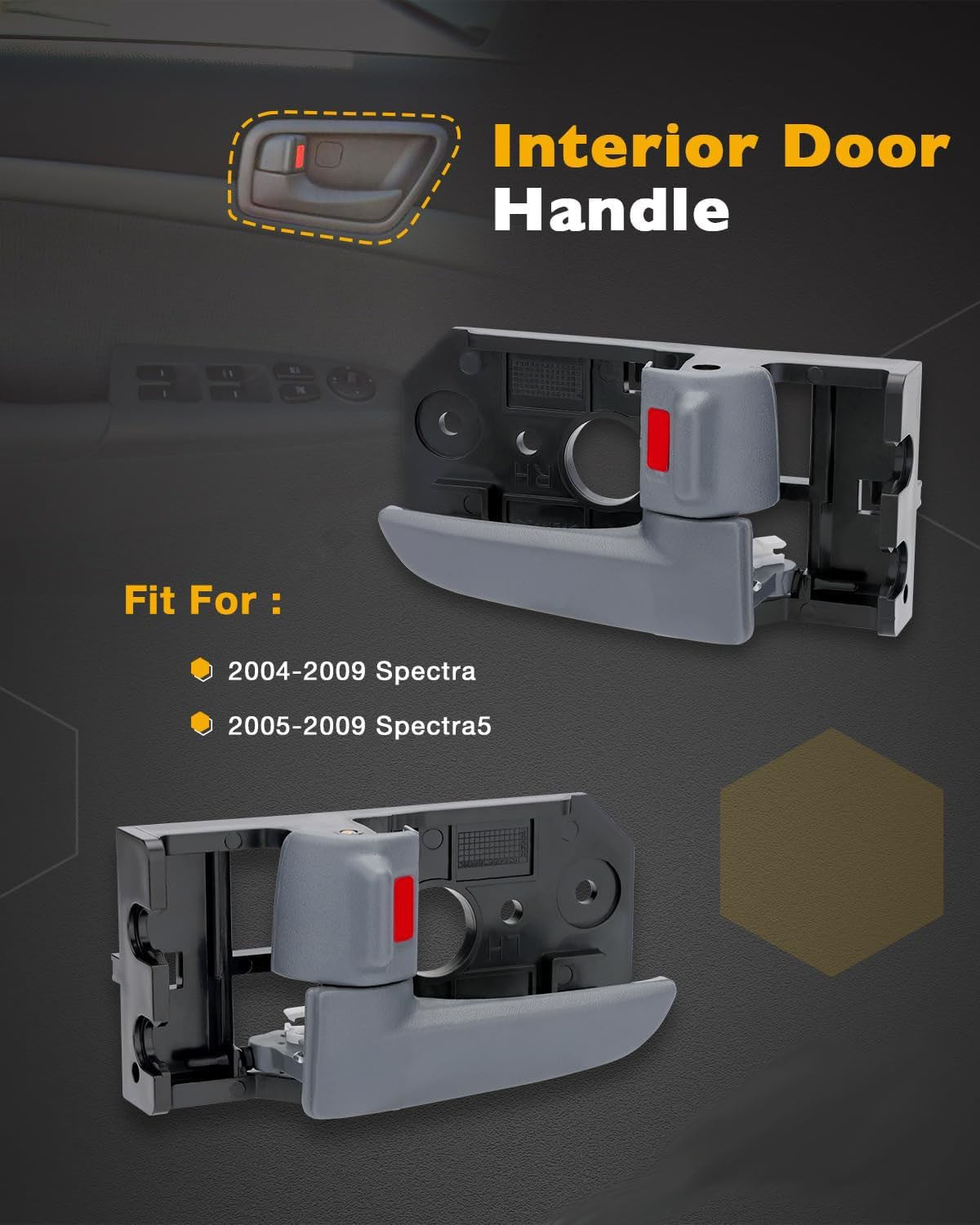 4X Interior Door Handle Front Rear Left & Right Fit 2004-09 Kia Spectra Spectra5