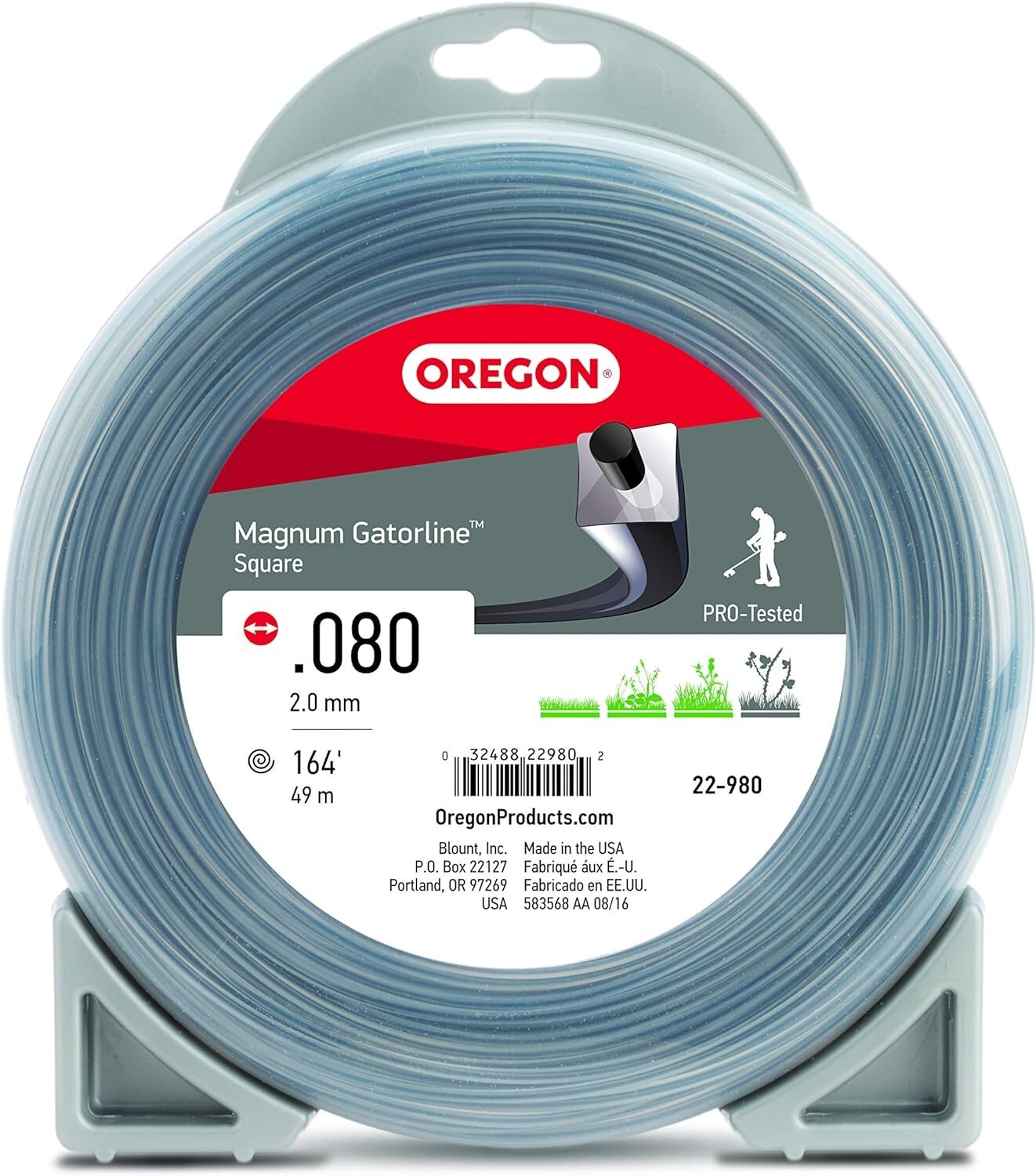 Solid Spare Oregon 22-980 Magnum Gatorline Square Trimmer Line, .080", 1/2 Lb
