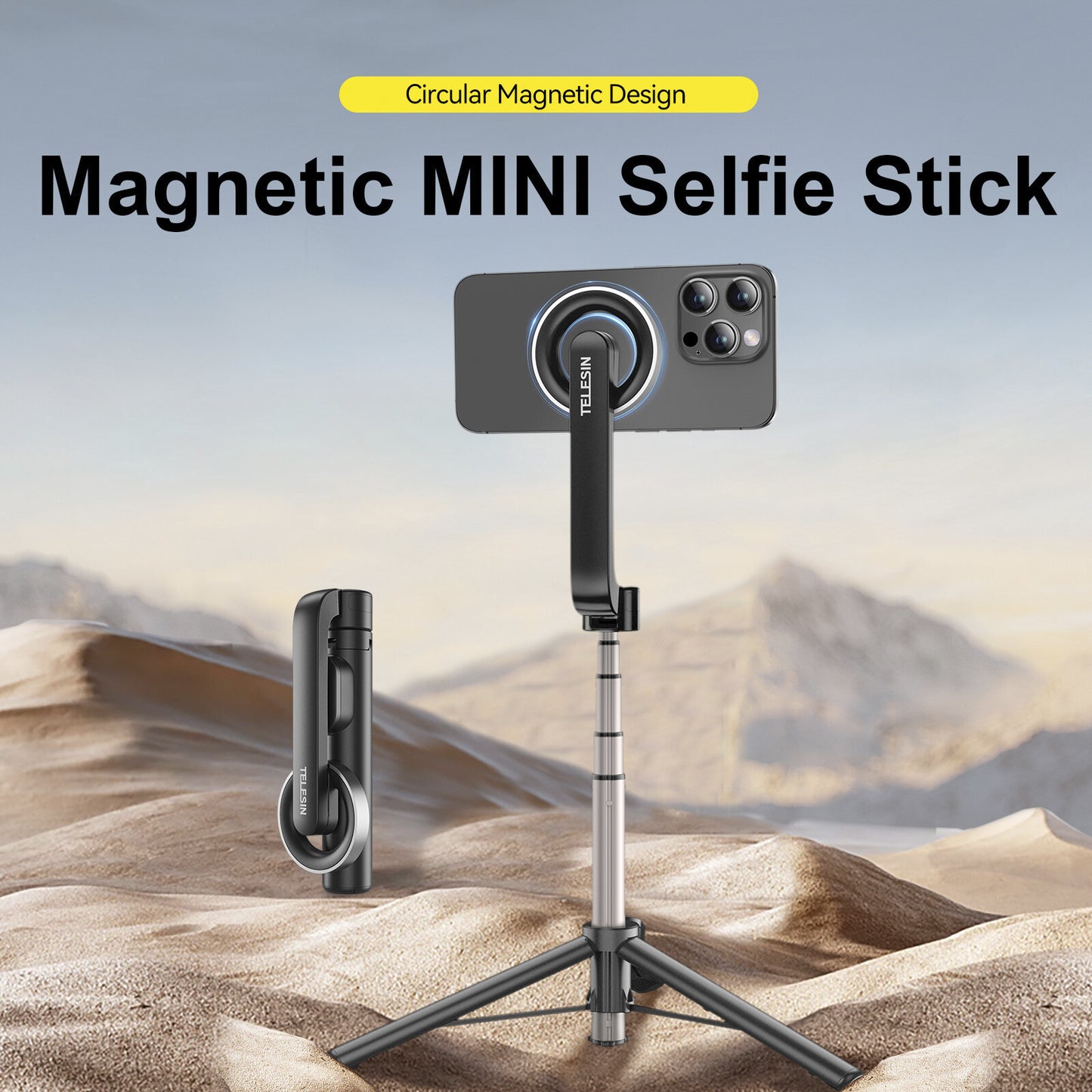Magnetic Mobile Phone Mini Selfie Stick Remote Control Aluminum Alloy Tripod