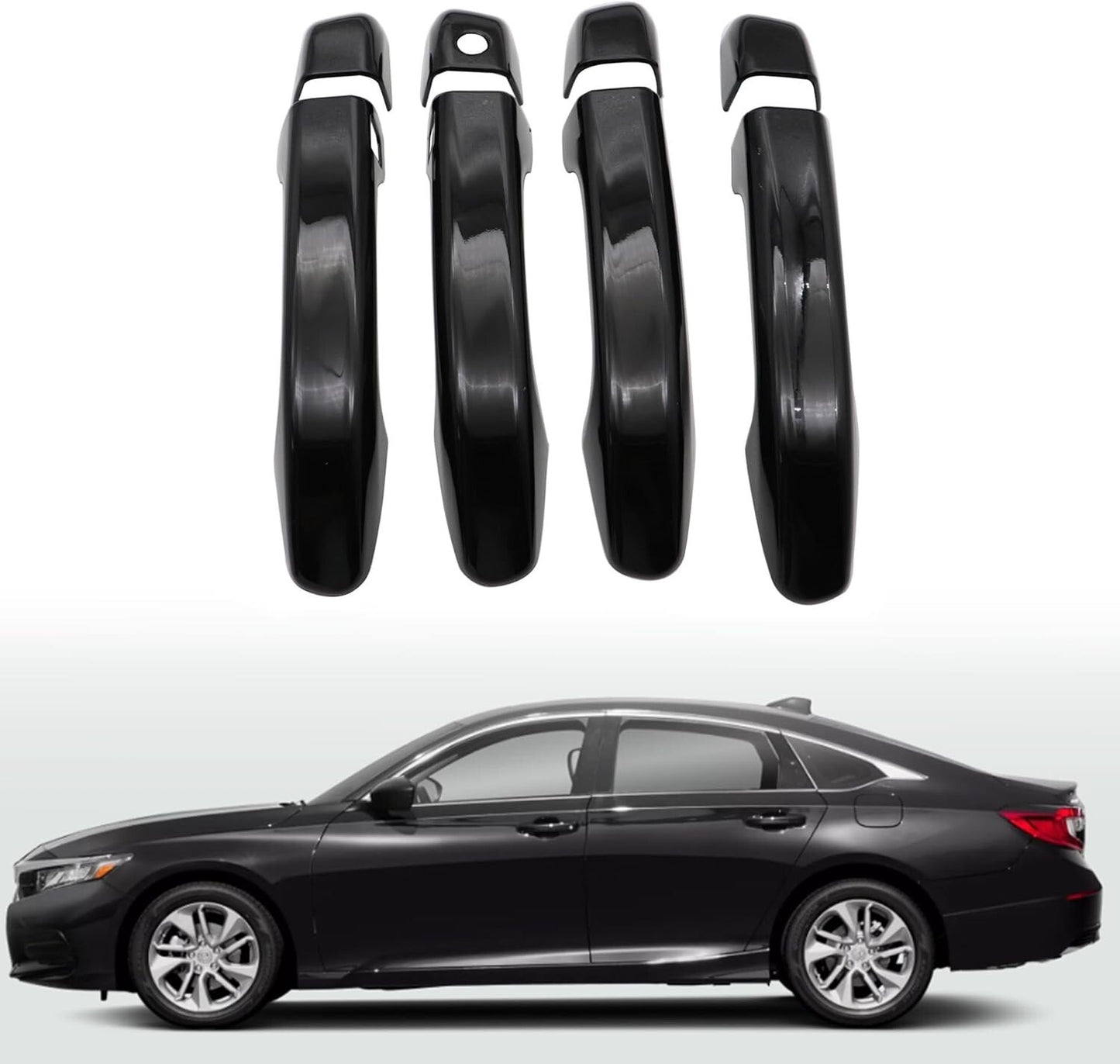 For 2018-2022 Honda Accord GLOSS BLACK Door Handle Covers WITH Front Smartkey