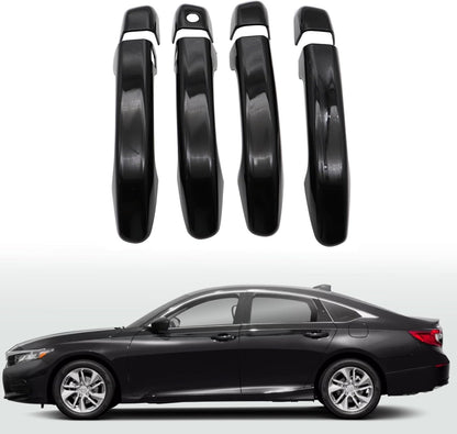 For 2018-2022 Honda Accord GLOSS BLACK Door Handle Covers WITH Front Smartkey