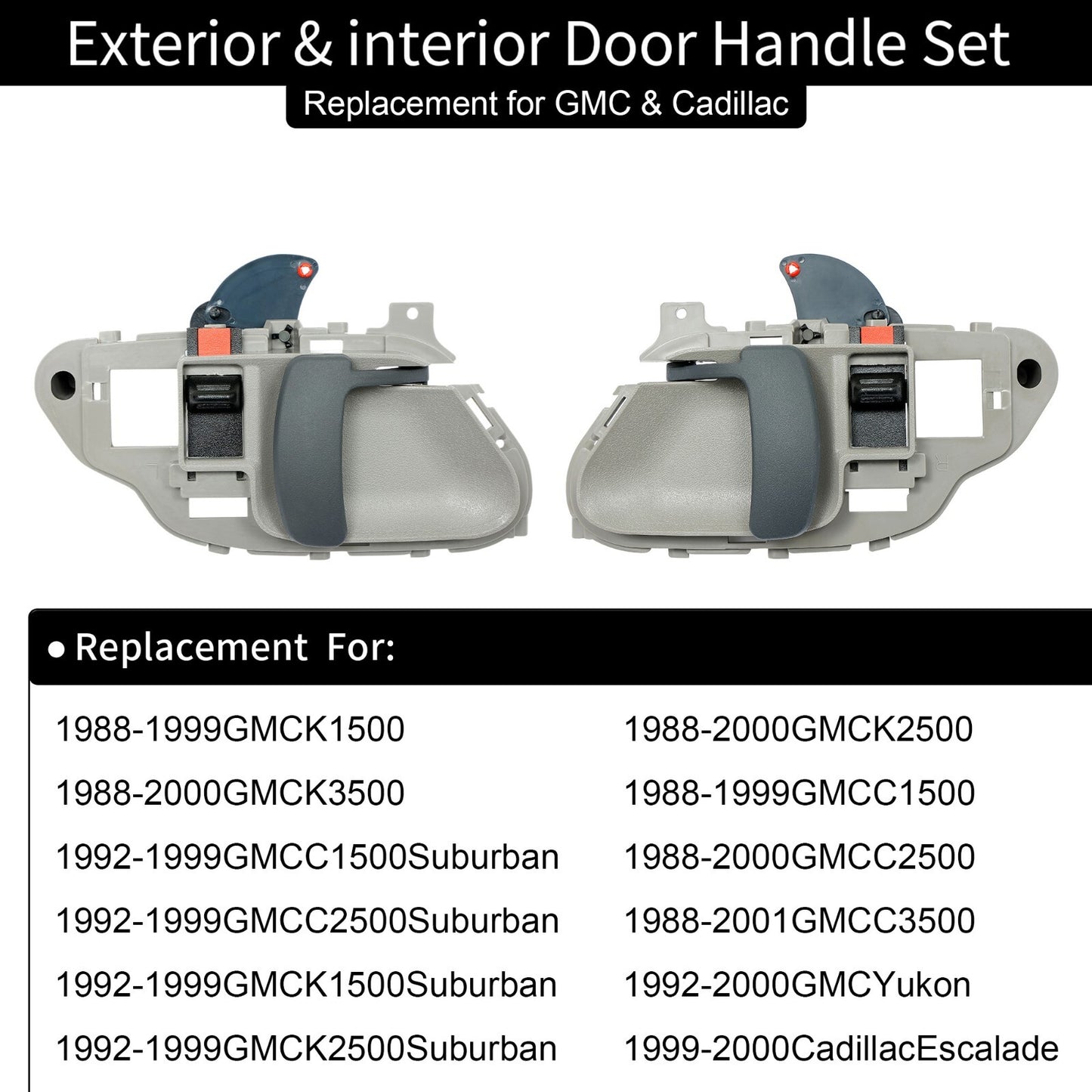 Exterior & Interior Door Handles for 1988-2000 GMC C/K 1500 2500 3500 Suburban