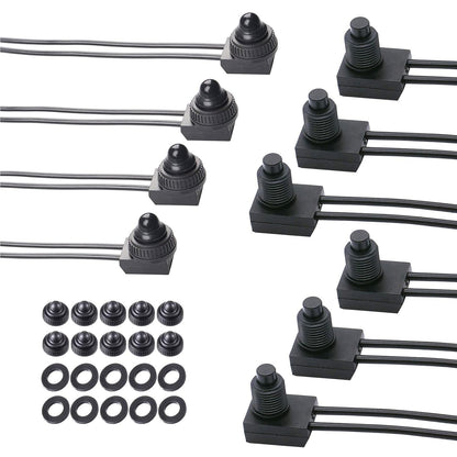 10Pcs 12V-48V Waterproof Push Button On-Off Switch 4.5" Leads For Motorcycle Car