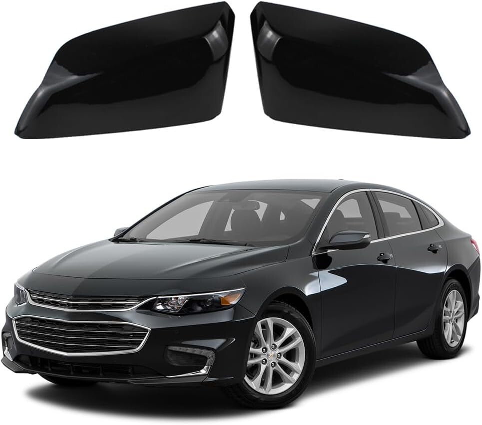 Driver & Passenger Side Mirror Cover Cap Glossy For Chevrolet Malibu 2016-2020