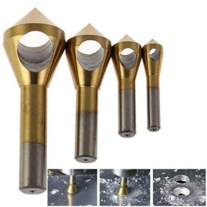 4x HSS Hole Chamfering Tool Countersink and Deburring Drill Bits Titanium Coated