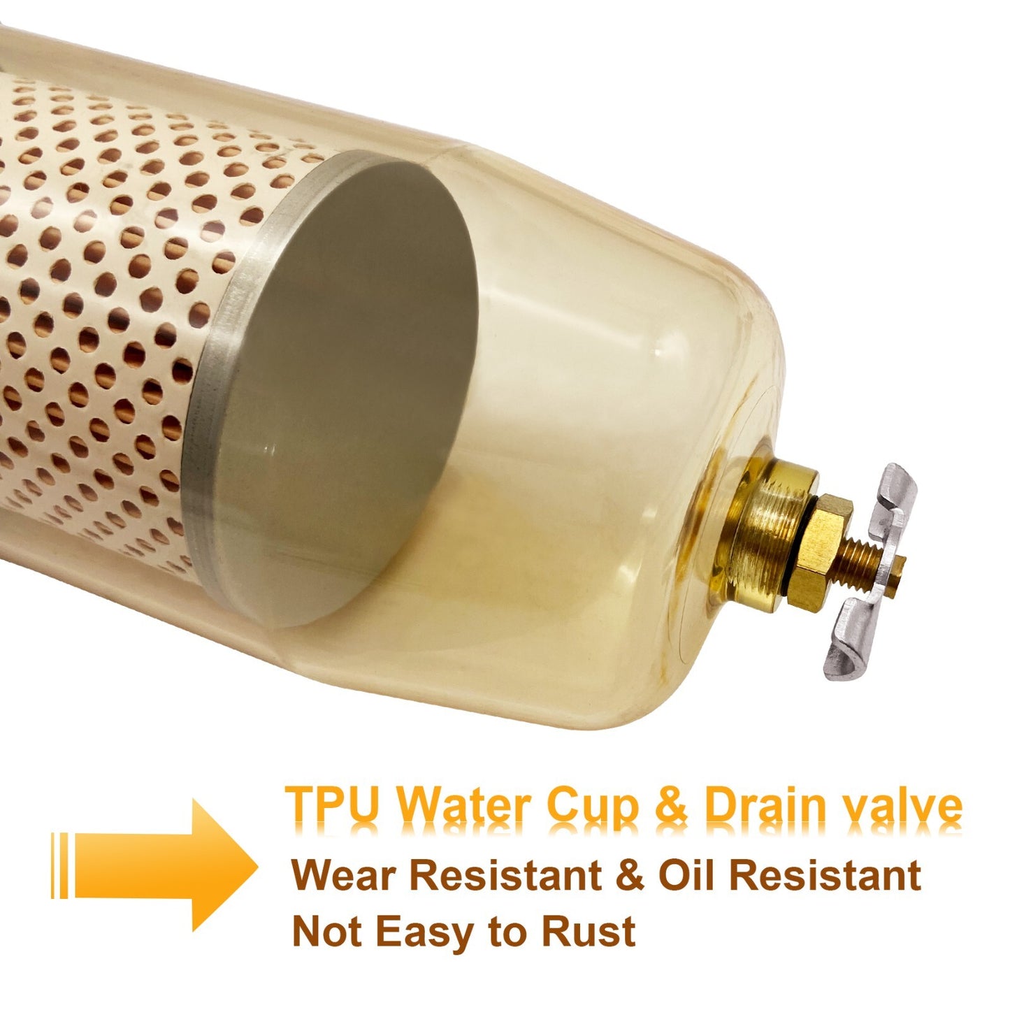 496 Fuel Transfer Tank Filter For Gasoline & Diesel Water Separate w/ 1" NPT Cap