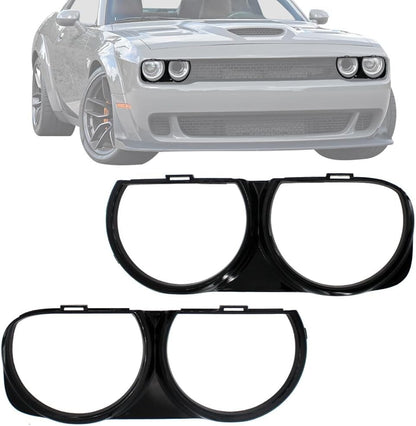 LH & Headlight Front RH Bezel Lamp Trim Cover Set For 2015-2021 Dodge Challenger