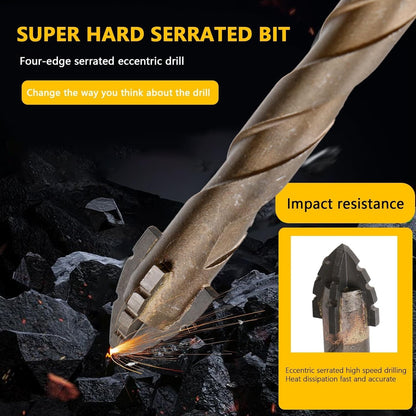 14x Carbide Drill Bit 3-12mm 4-Flute Sawtooth Eccentric Drill Bit for Tile Glass