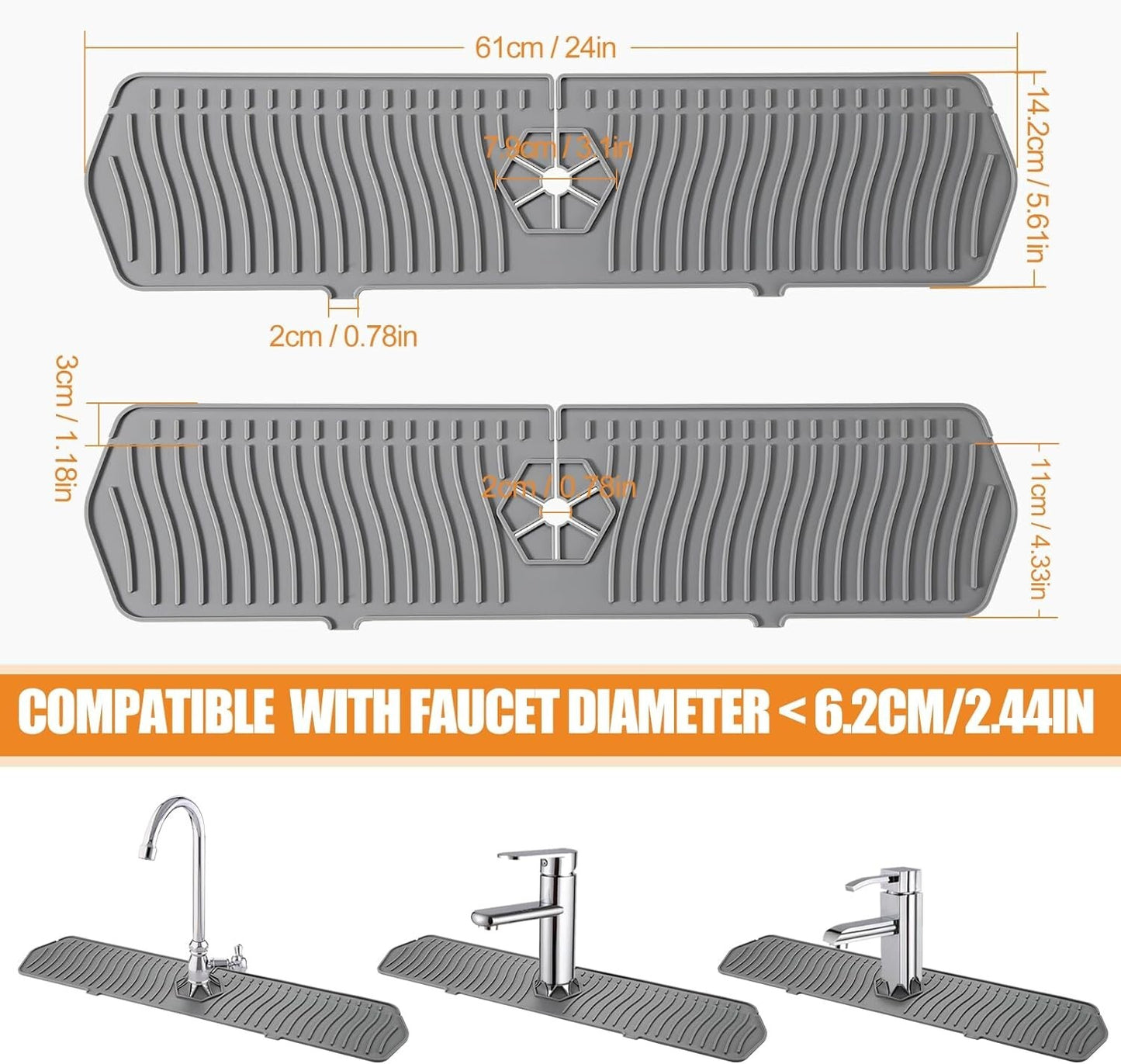 Silicone Kitchen Sink Splash Guard  24 Inch Faucet Mat for kitchen