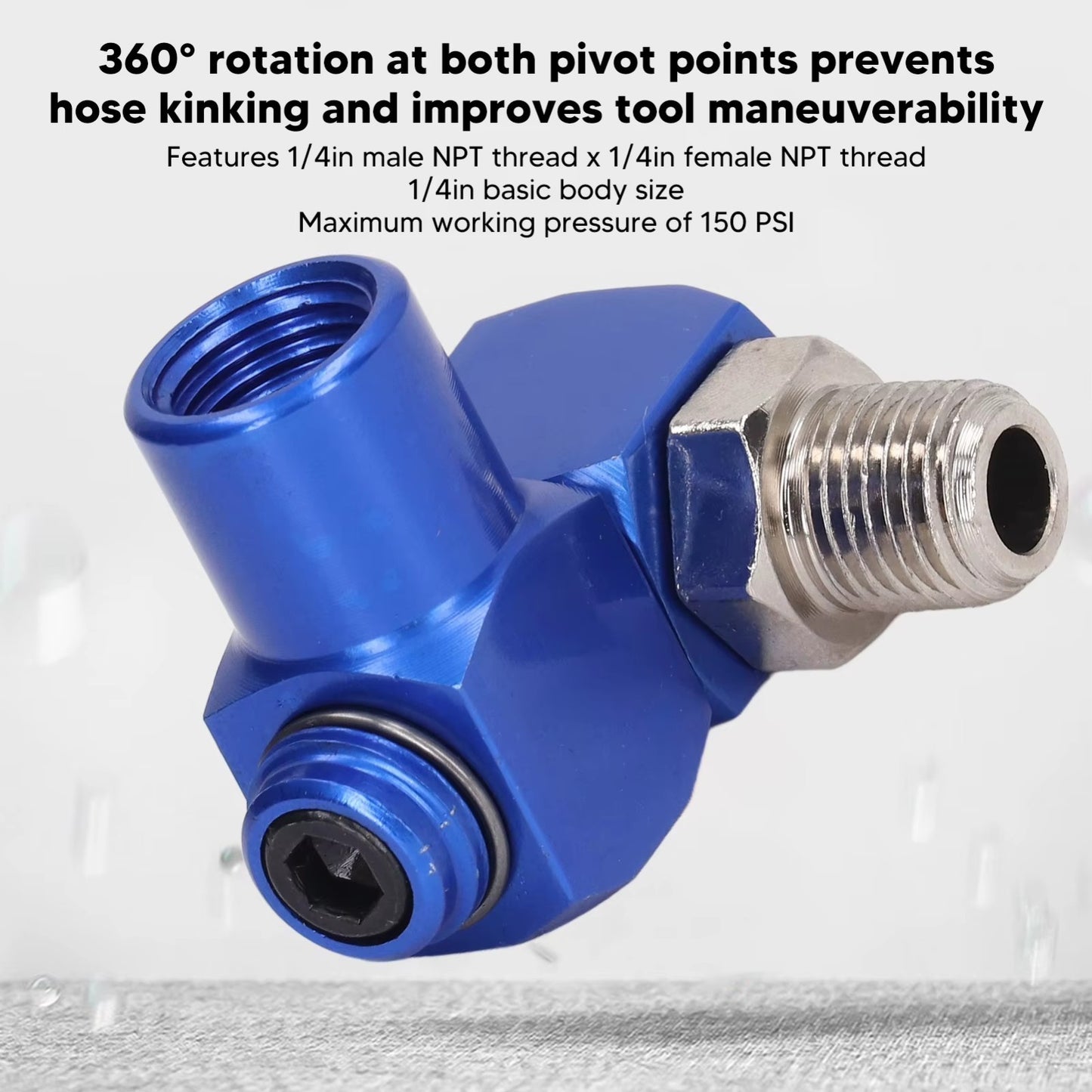3 PCs INDUSTRIAL ALUMINUM AIR 360 SWIVEL FITTING CONNECTORS HOSE TOOL COUPLER