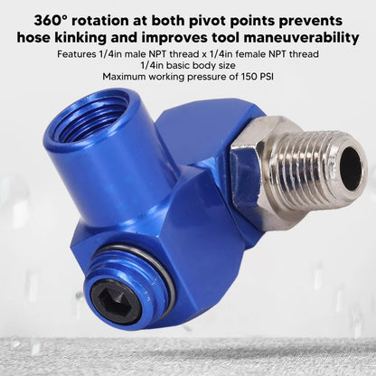 3 PCs INDUSTRIAL ALUMINUM AIR 360 SWIVEL FITTING CONNECTORS HOSE TOOL COUPLER