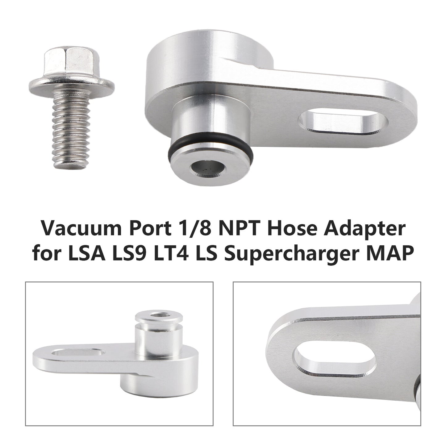 Vacuum Port 1/8 NPT Hose Adapter for LSA LS9 LT4 LS Supercharger MAP.