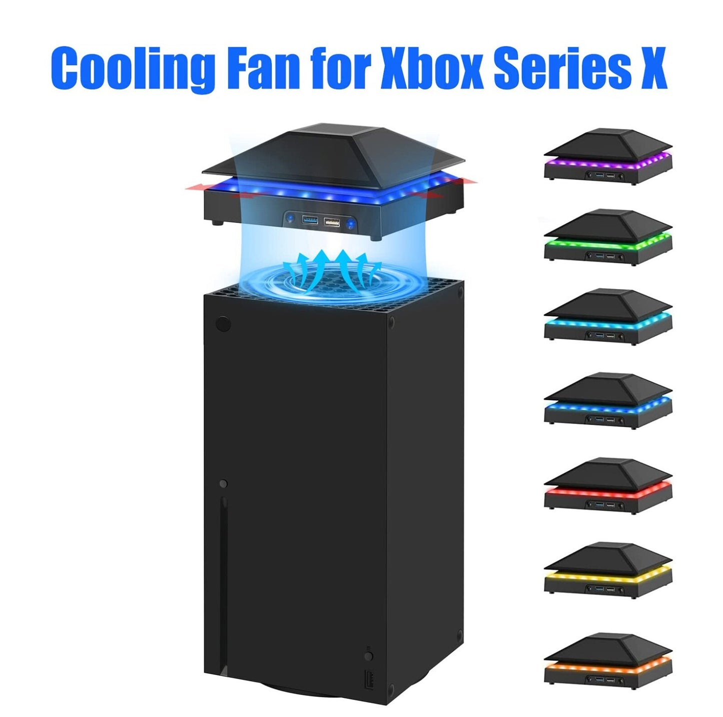 RGB Cooling Fan for Xbox Series X Game Console Vertical Stand Cooler Accessories