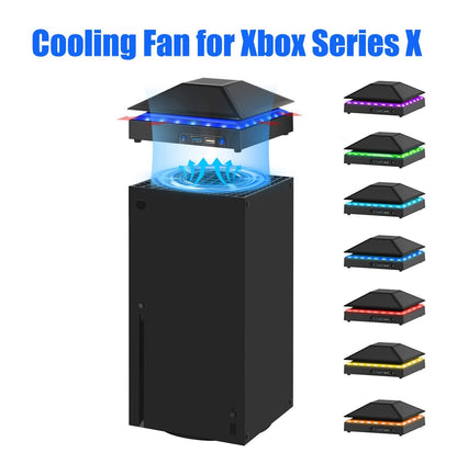 RGB Cooling Fan for Xbox Series X Game Console Vertical Stand Cooler Accessories