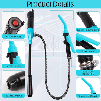 Liquid Transfer Siphon Pump 2.4 GPM Battery Powered For Gasoline Oil Water Fuel