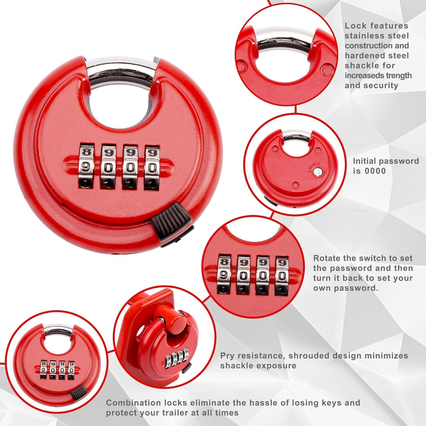 Gooseneck Trailer Lock w/ key lock for RVs Livestock Haulers Trailers Red