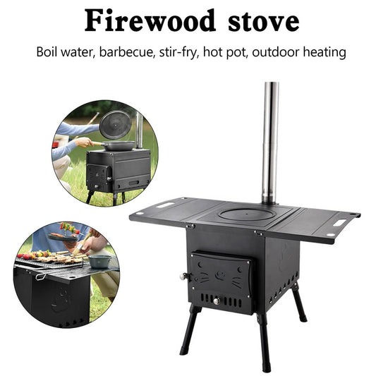 Solid Spare Outdoor Portable Camping Wood Stove Picnic Cook Folding Heating Wood Burning
