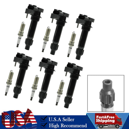 6 Ignition coil+6 Spark Plug UF569 For Cadillac GMC Acadia Buick