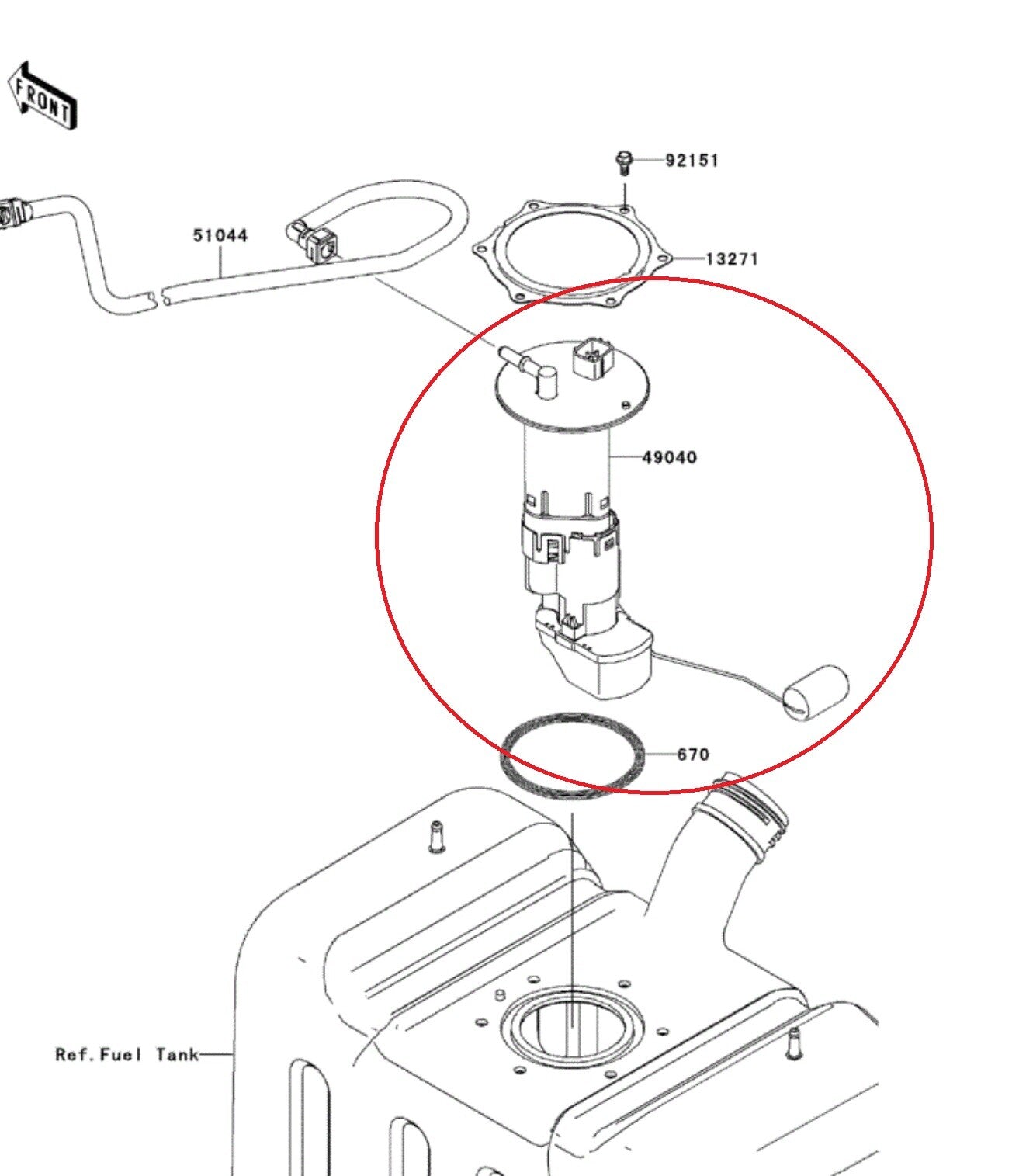 Fuel Pump Assembly For 2009-2020 Kawasaki Mule Teryx - 49040-0718