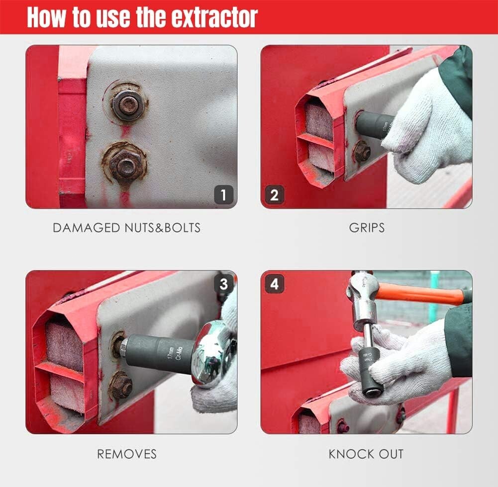 5Pcs Twist Socket 1/2in. Drive For Wheel Lug Nut Damaged Removal and Extractor