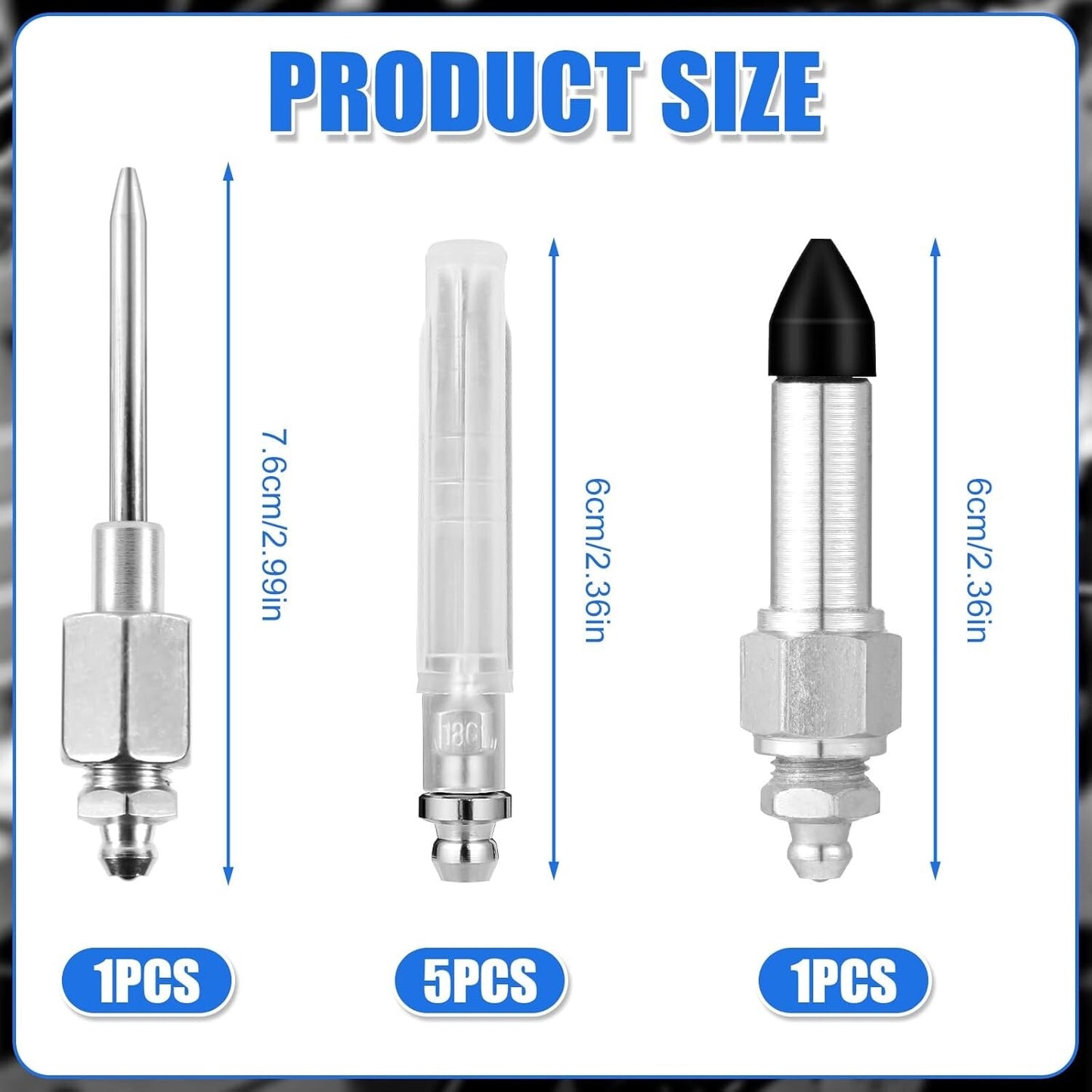 7pcs Grease Gun Accessory Grease Needle Nozzles Dispenser Rubber Nipple Adapter