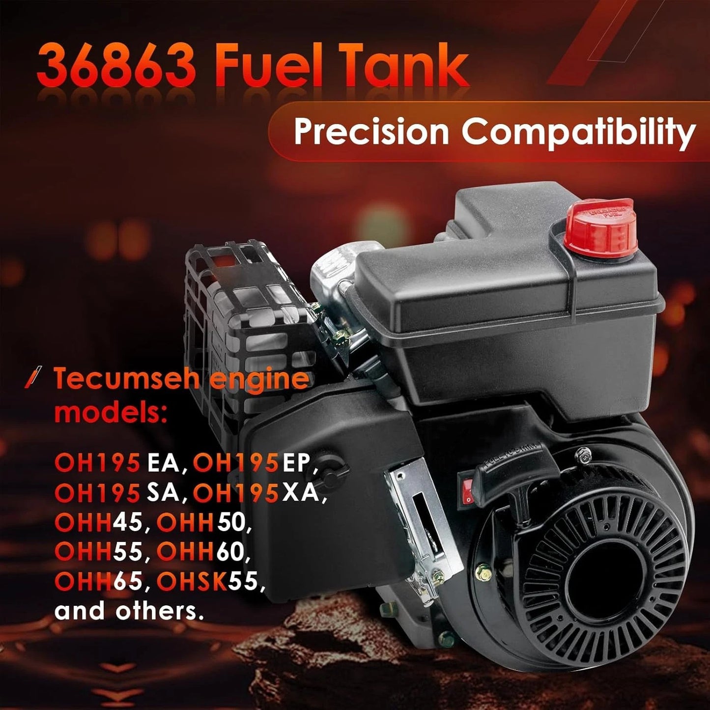36863 Mower Fuel Gas Tank Fits For Tecumseh OHH45 OHH50 OHH55 OHH60 OHH65 36752