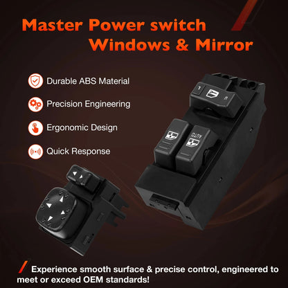 Power Window Door & Mirror Switch For 00-02 Chevy Silverado GMC Sierra 1500 2500