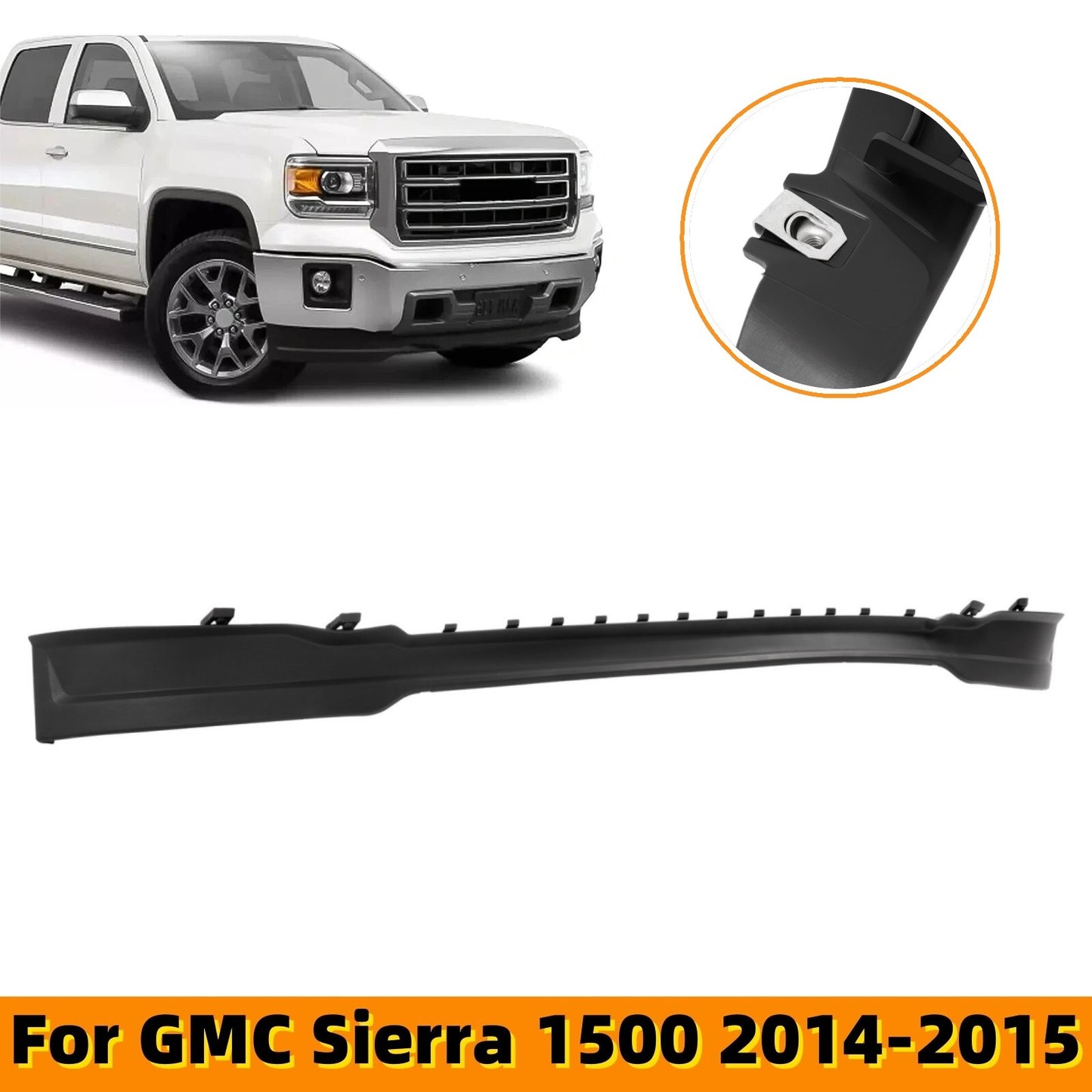 Solid Spare Black Front Bumper Lower Valance Air Deflector For 2014 2015 GMC Sierra 1500