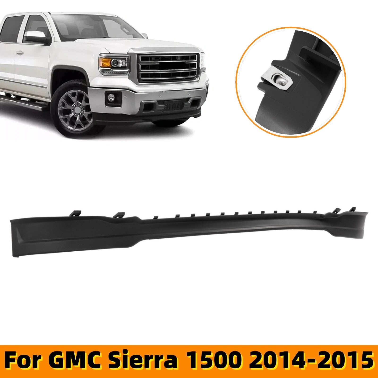 Solid Spare Black Front Bumper Lower Valance Air Deflector For 2014 2015 GMC Sierra 1500