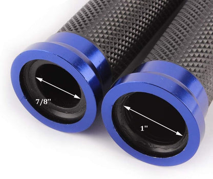 Blue 7/8" & 1" Handlebar Hand Grips Rubber Gel For Honda Suzuki Kawasaki Yamaha