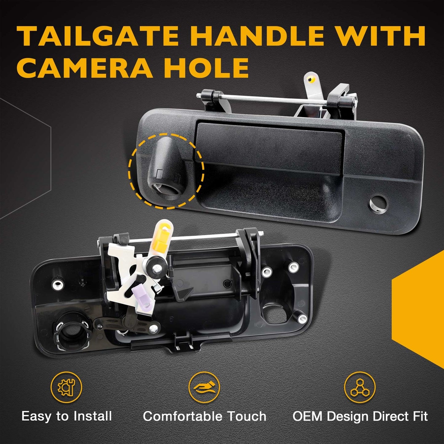 Metal Tailgate Handle w/ Lock & Camera Accessories Kit For 2007-13 Toyota Tundra
