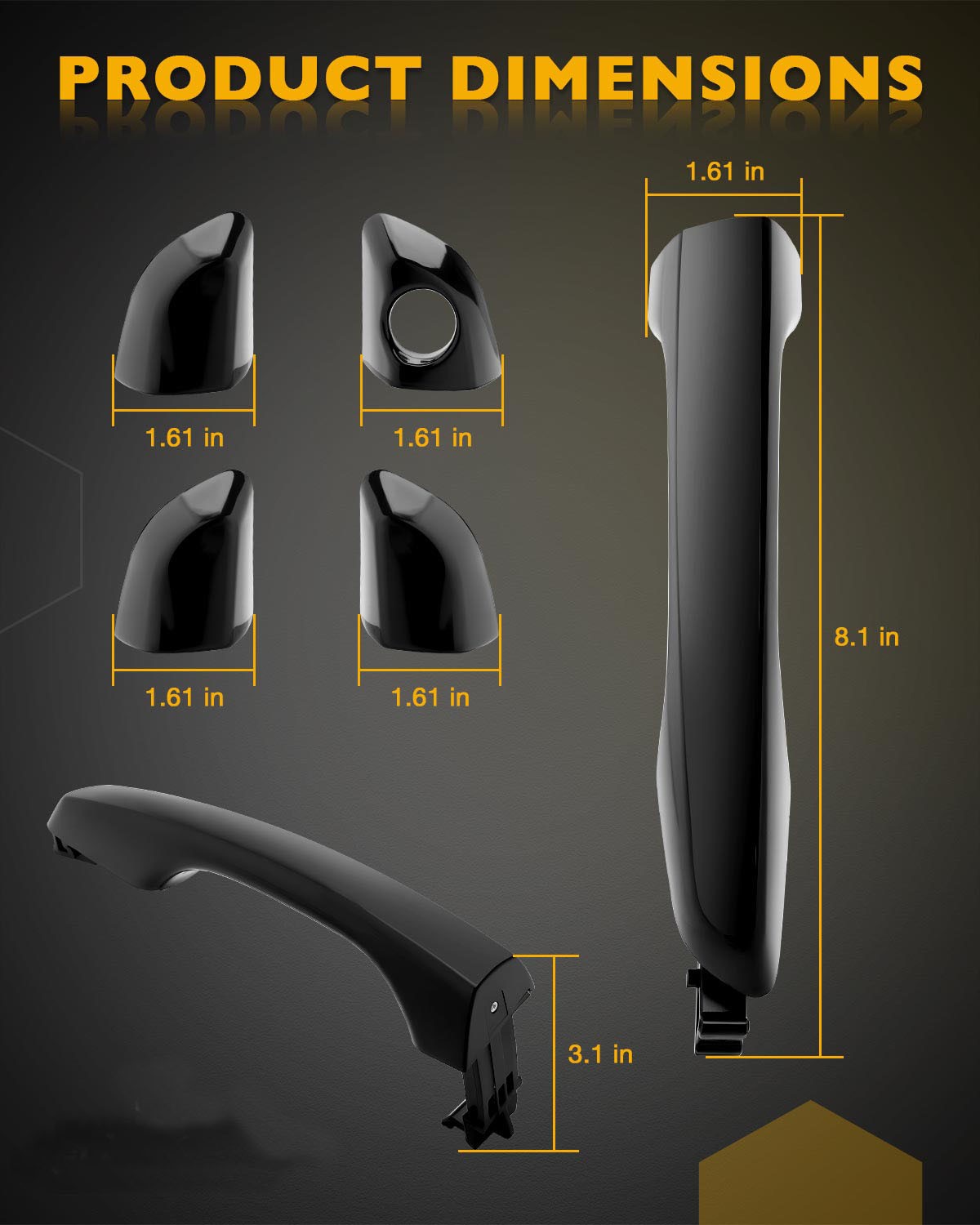 82651F2010 Black Outside Exterior Door Handle Kit Fit 2017-2020 Hyundai Elantra