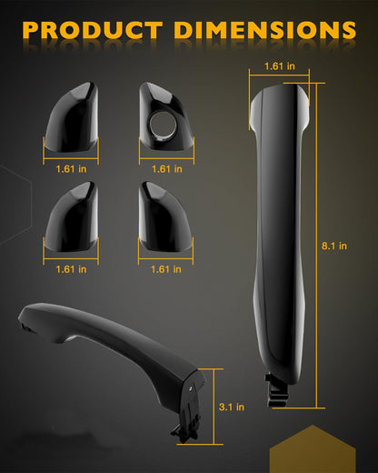 82651F2010 Black Outside Exterior Door Handle Kit Fit 2017-2020 Hyundai Elantra