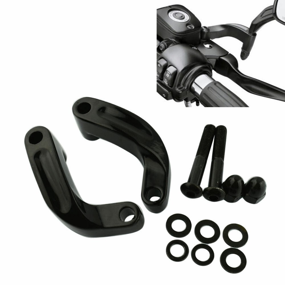 Black Mirror Relocation Extension Adapter Kit For Harley Davidson Motorcycles