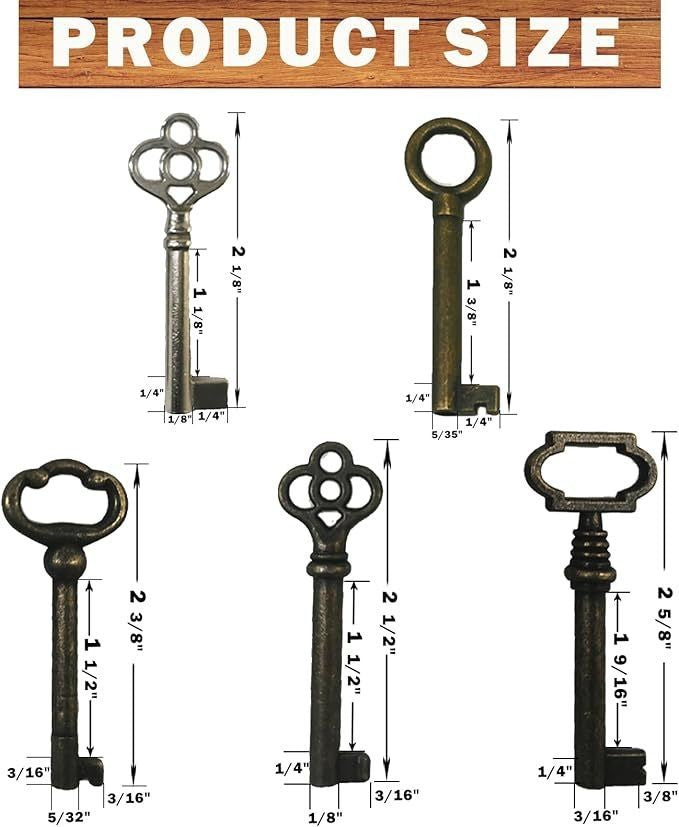 10PCS Universal Skeleton Keys Replacement for Vintage Antique Furniture