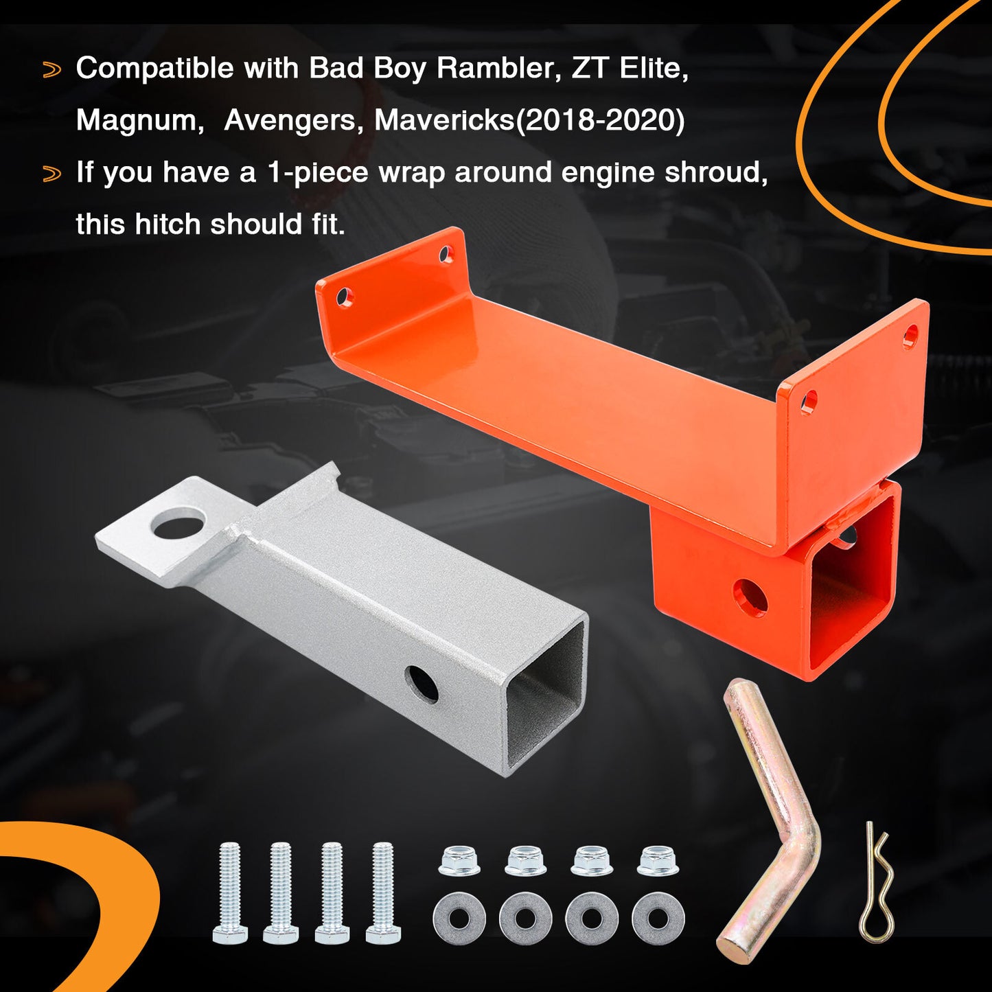 Red 2" Trailer Hitch Receivers Kit For ZT Elite Magnum Avengers Mavericks 18-20