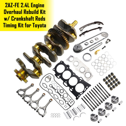 2AZ-FE 2.4L Engine Overhaul Rebuild Kit w/ Crankshaft Rods Timing Kit for Toyota