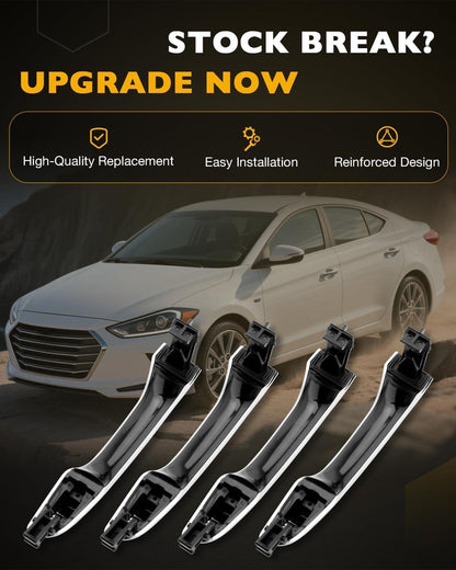 4X Exterior Door Handles w/ Lock Cylinder Kit Fit 2017-20 Hyundai Elantra Chrome