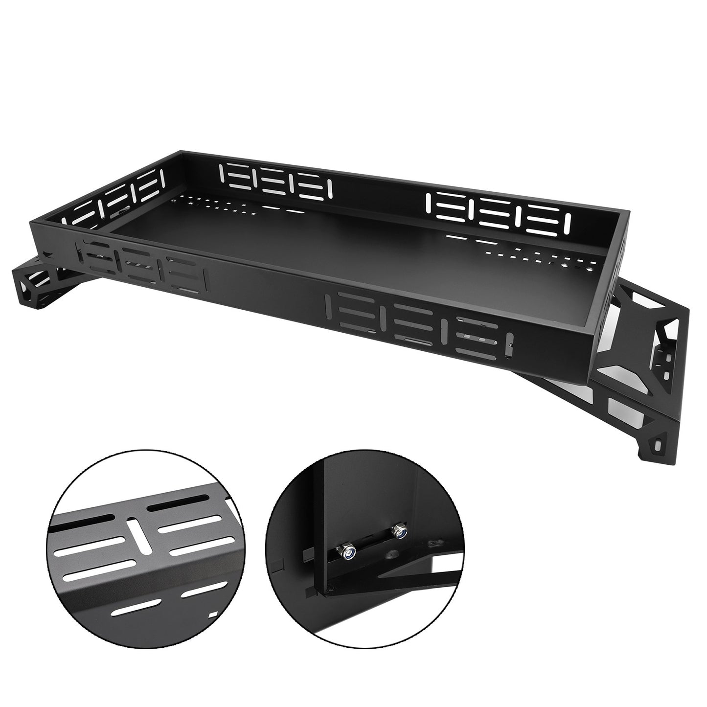 Universal Utv Raised Metal Full-Bed Rack Steel For Polaris Ranger 570 Midsize