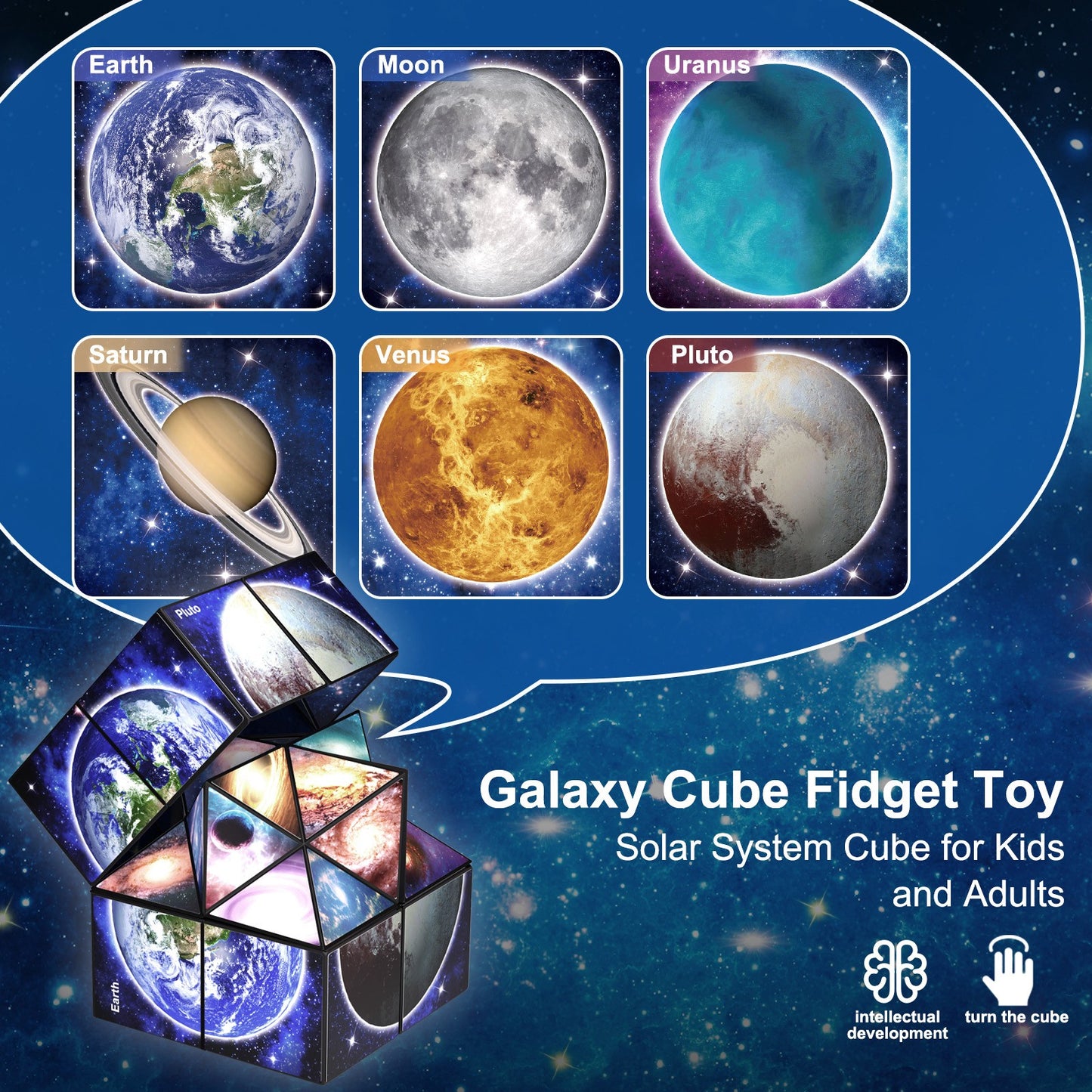 2 In 1 Earth Style Star Cube Magic Cube Set For Kid And Adult Toy Ages 8-12