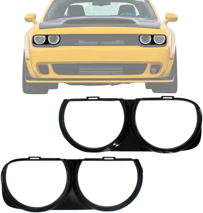 LH & Headlight Front RH Bezel Lamp Trim Cover Set For 2015-2021 Dodge Challenger