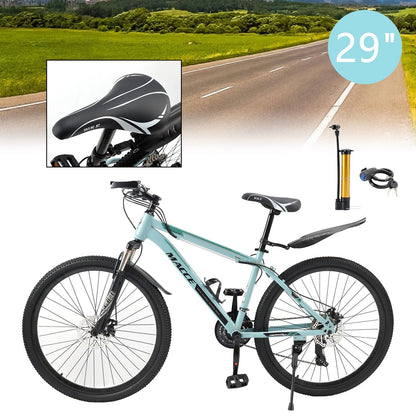 29" wheels 21 speed double disc brake mountain bike MTB for adults Green