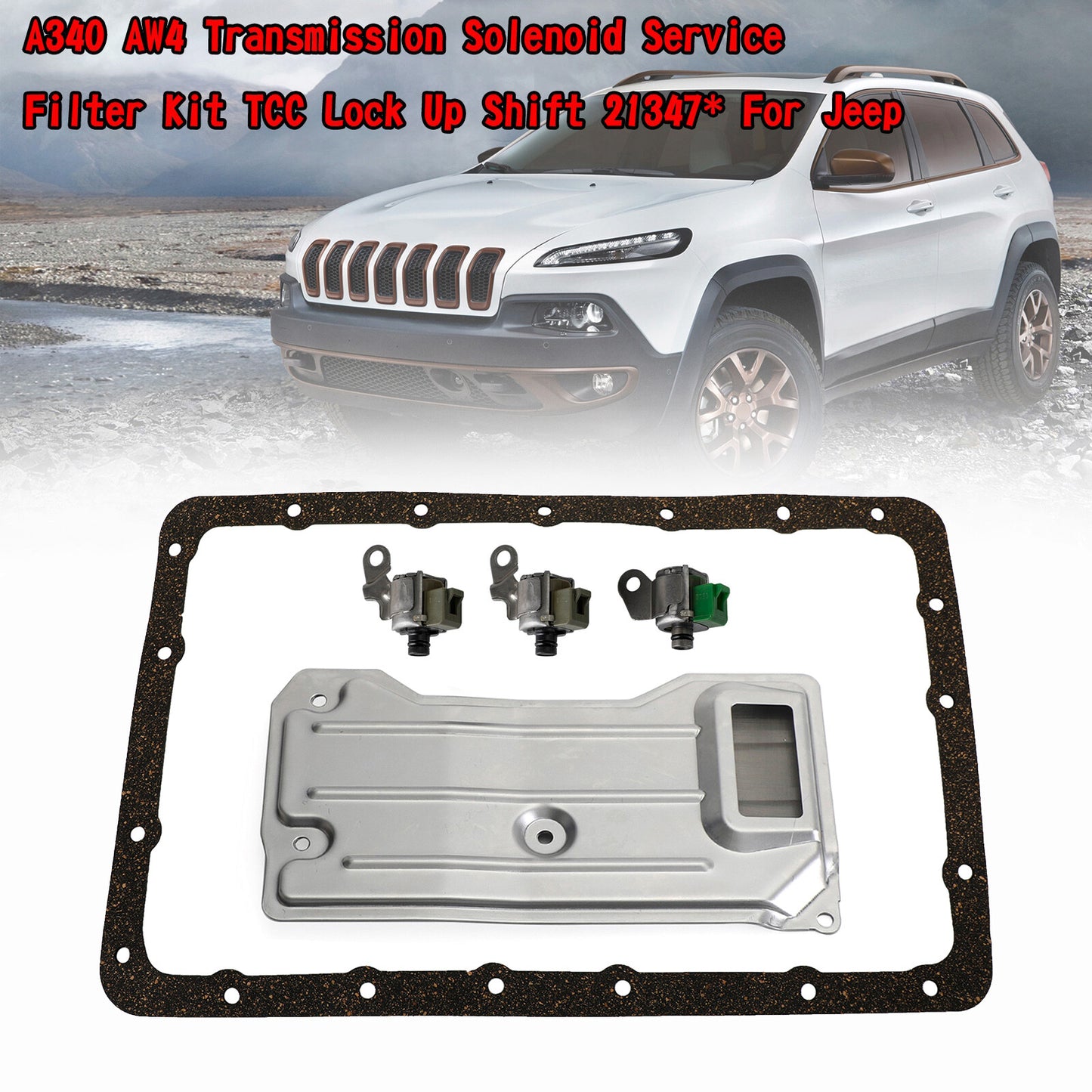 A340 AW4 Transmission Solenoid Service Filter TCC Lock Up Shift 21347 For Jeep/