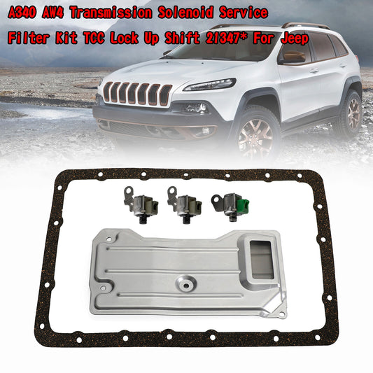 A340 AW4 Transmission Solenoid Service Filter TCC Lock Up Shift 21347 For Jeep/