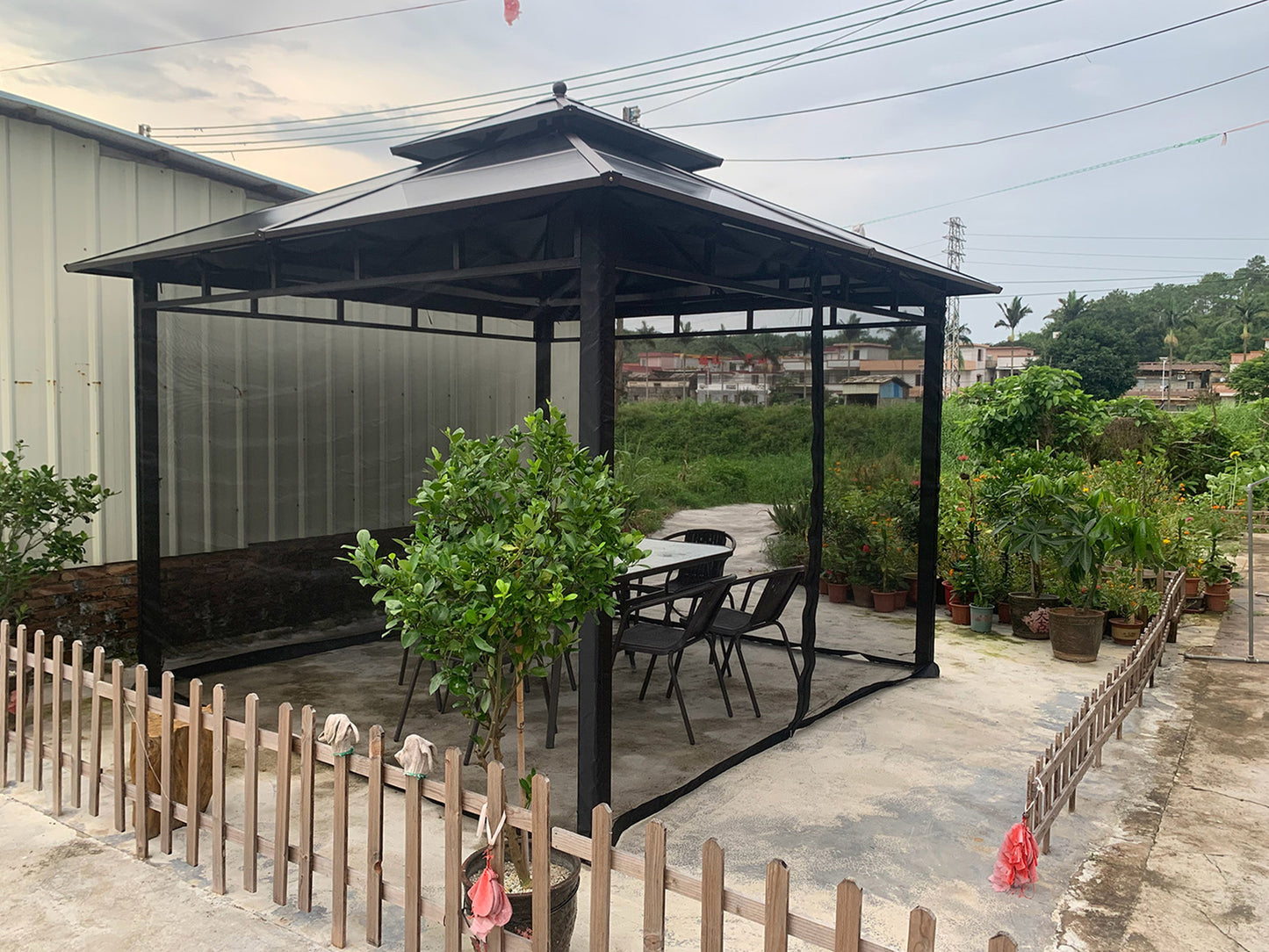 Outdoor Tent Anti-Mosquito Net Four-Corner Garden Courtyard Gazebo Net Cloth